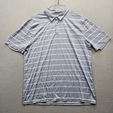 Old Navy Active Men's Size XL Grey White Striped Polo Shirt GO-DRY