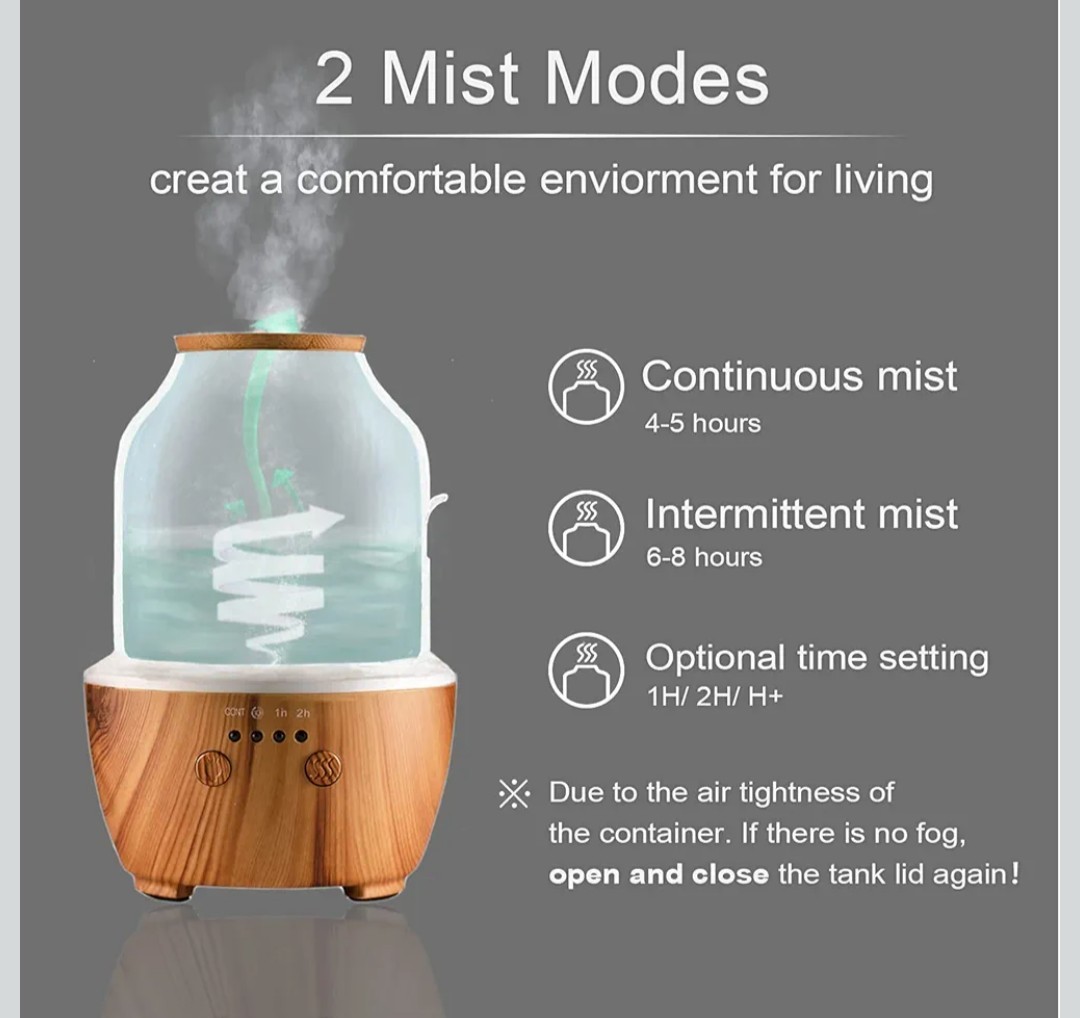 Ceramic White Wood Grain 7 LED Light Diffuser Essential Oil Mist Humidifier New thumbnail 3