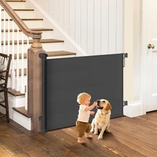 Retractable Baby Gate for Stairs, 55" Wide Mesh Dog Gate, Safe, Sturdy, Easy ...