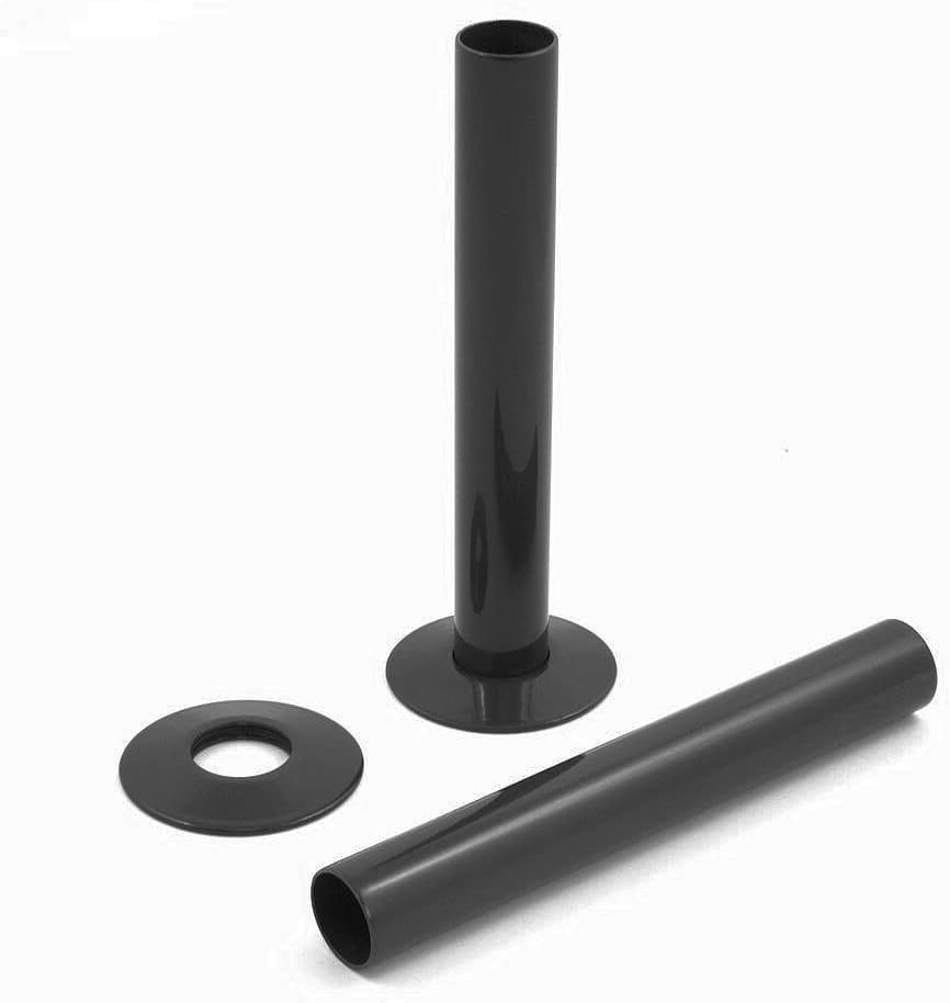 Radiator Pipe Covers in Black Finish – 18mm x 130mm Solid Brass