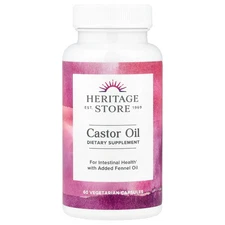 Heritage Store Castor Oil 725 mg 60 Veggie Liquid Caps Cruelty-Free,