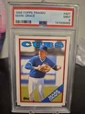1988 Topps Traded - Mark Grace #42T (RC) Rookie Card PSA 9 Mint Fresh Grade. rookie card picture