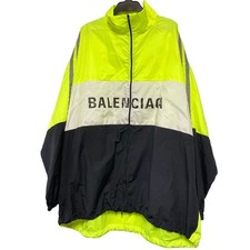 Balenciaga Logo Print Poplin Shirt Blouson Fluorescent Yellow 508903 TXD12