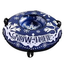 Inflatable Snow Tube for Sledding – Heavy-Duty Canvas-Covered Snow Sled, Fast 