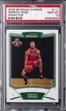 2008 BOWMAN CHROME XFRACTOR #111 DERRICK ROSE ROOKIE RC #/299 PSA 10