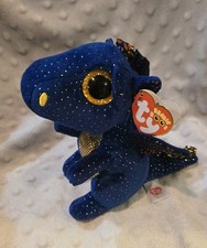 TY Beanie Boos 6" SAFFIRE Blue Dragon Plush Stuffed Animal Toy Heart Tags