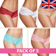 NEW Pack of 5 Floral Lace French Knickers Womens Panties Lingerie Gift UK 14-16