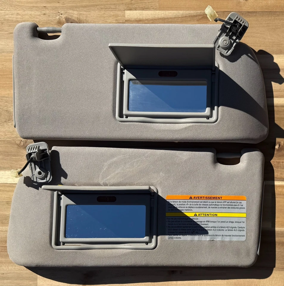 Nissan Xterra Frontier 2005-2012 Driver & Passenger Lighted Sun Visors Gray OEM - Image 2 of 3