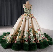 Pretty Quinceanera Dress Exquisite 3D Flowers Shiny Lace 15 Anos Prom Ball Gown