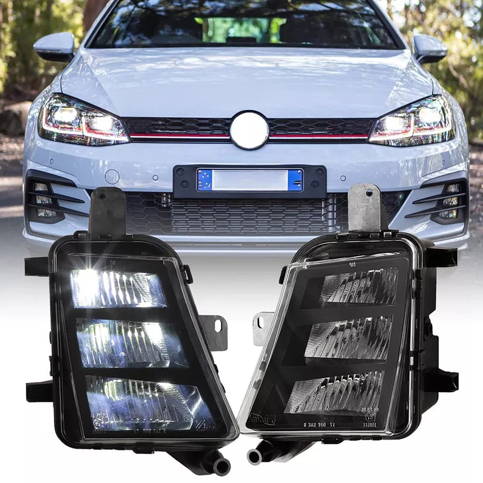 For Volkswagen Golf GTI 2014 2015 2016 2017 LED Fog Lights Bumper Lamps Pair L&R - Image 3 of 4
