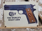 VINTAGE COLT PORCELAIN SIGN OLD FIREARM GUN HANDGUN RIFLE AMMUNITION HORSE AMMO