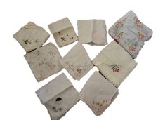 Vintage lot 9 pc floral hankies birthday ladies hankie handkerchief hanky READ