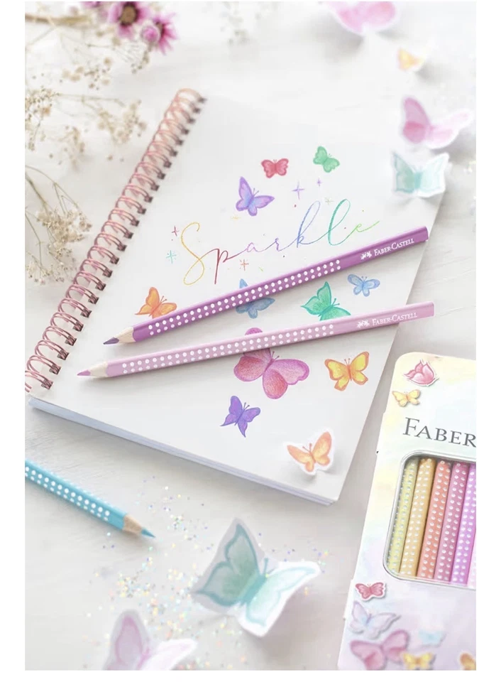5 件装 Faber-Castell 彩色铅笔 闪亮 粉彩 12 件装 金属盒 锡 — 第 2/4 张图片