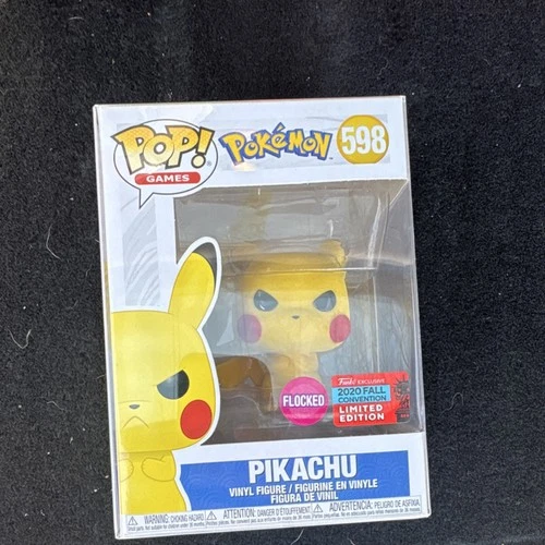 Funko Pop! Games Pokémon Pikachu #598 Flocked 2020 Fall Convention Exclusive