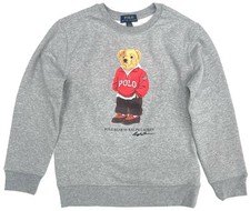 Brand New Polo Ralph Lauren Gray Boys Teddy Bear Sweatshirt Size Medium 10-12 