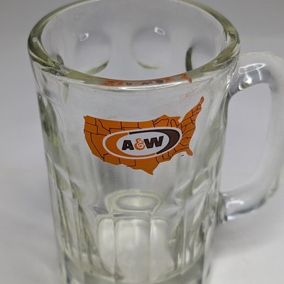 Vintage A&W Root Beer Glass Mug US Map Logo Heavy Duty Soda Advertising Barware