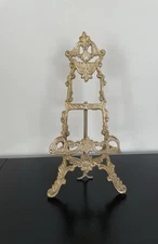 Large Ornate Vintage Brass Easel Photo Book Or Plate Stand Display 13”H