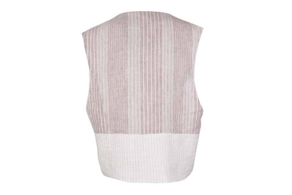 Vintage D&G Dolce Gabbana Men's Vest Patchwork 90s, Linen Waistcoat, Size IT50 M - Image 2 of 4