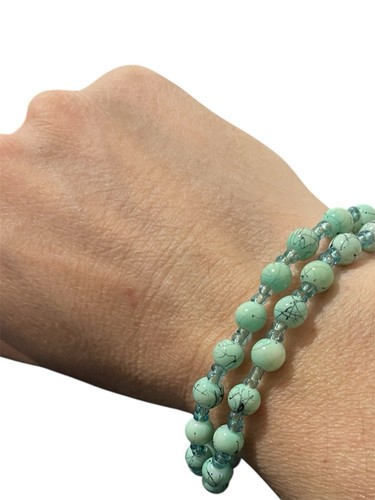Vintage Green Blue Beaded Bracelet Set - Afbeelding 3 van 4