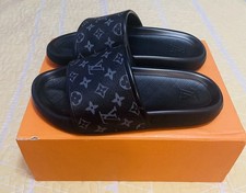 Louis Vuitton Monogram Custom Black Slides Men  s Size 12
