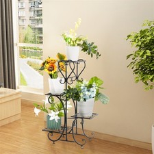 Plant Stand Metal 4 Tier 4Potted Multiple Flower Pot Holder Decor Indoor Outdoor