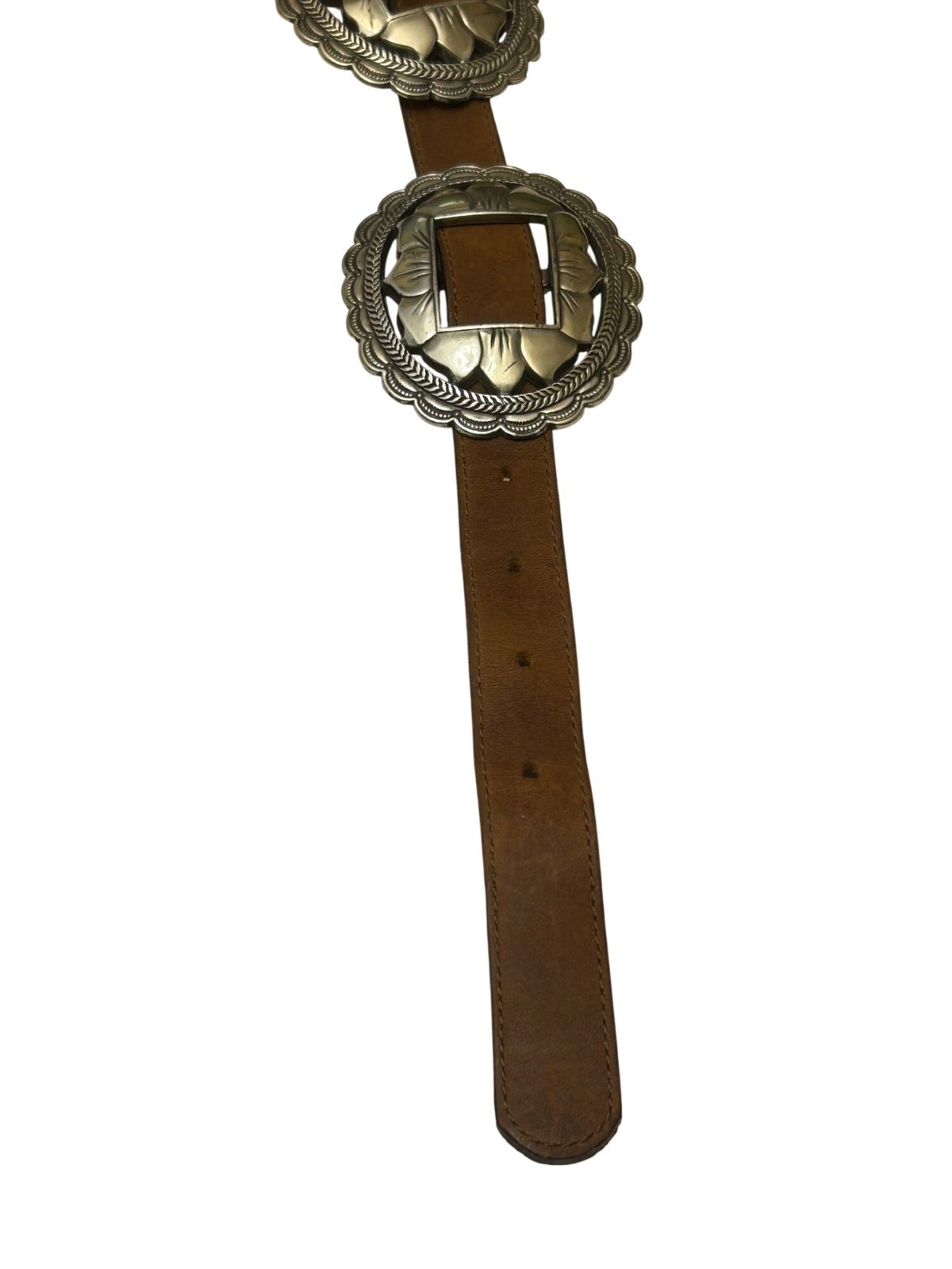 Brighton VTG 1993 Sunflower Silver & Leather Concho Belt 34"-38" Western Bohemia image 4