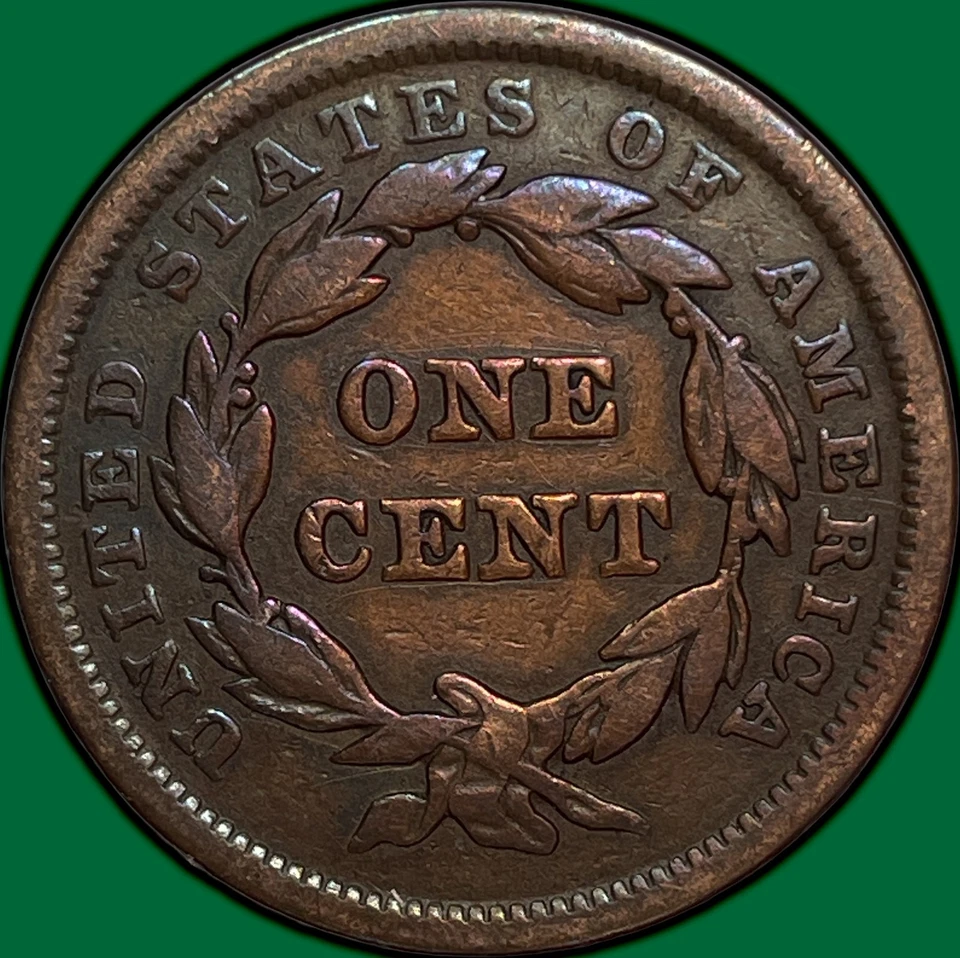 1842 Large Date Braided Hair Large Cent Very Fine VF Coin Lightly Cleaned #29525 - Image 2 of 3