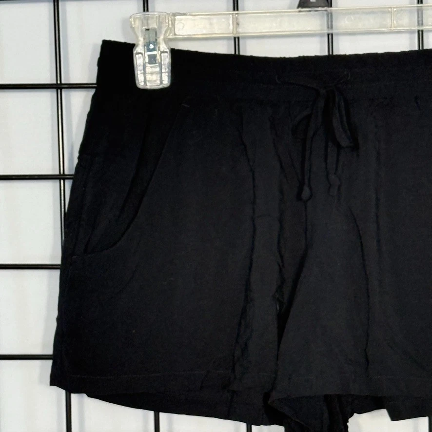 French Connection 短裤女式 4 黑色拉绳口袋轻便 — 第 3/4 张图片