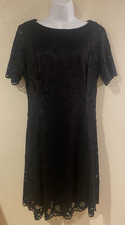 Apt. 9 Lace Dress w/Short Sleeves ~ Lined ~ Size Medium ~ Black