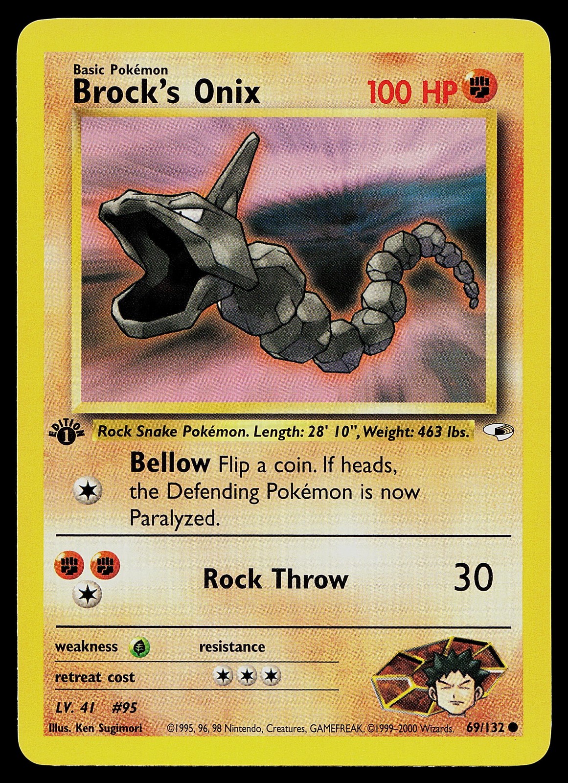 Pokemon Card - Brock's Onix Gym Heroes 69/132 Common 1st Edition
