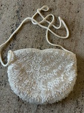 Lord Taylor White Beaded Evening Bag- free shipping