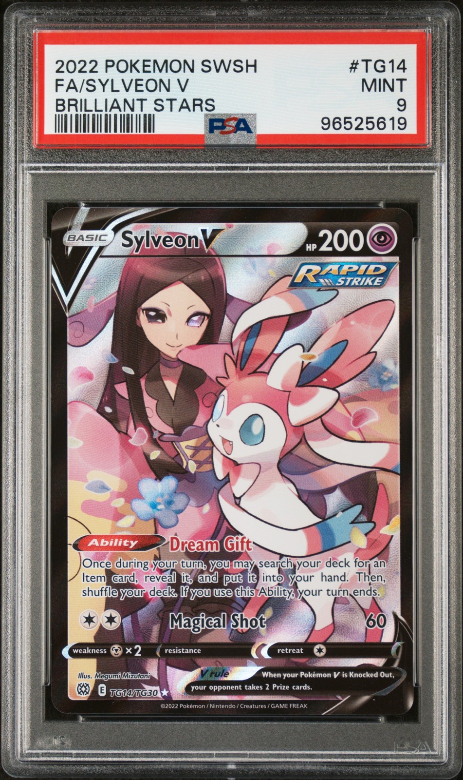 2022 POKEMON SWORD & SHIELD BRILLIANT STARS #TG14 FULL ART/SYLVEON V PSA 9