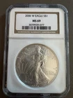 U.S. Mint 2006 American Silver Eagle $1 NGC MS69 1 oz .999 Cert 3079939-077