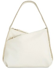 Nine West White Valliee Womens Shoulder Bag Beaded Outline Hobo Handbag Purse