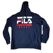 Fila Sport Navy Blue Big Logo Pullover Hoodie Sweatshirt