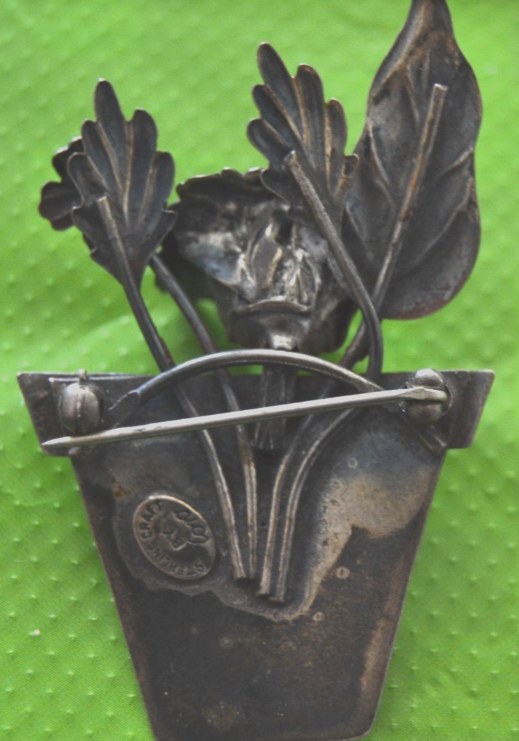 Vintage COROCRAFT Sterling Vermeil 2 Tone Brooch Pin FLOWER POT Coro Craft View 4