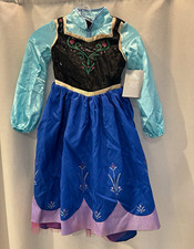 NWT-Disney -Frozen Anna Dress Up Costume Dress- Sz 5/6 Blue/Black Glitter