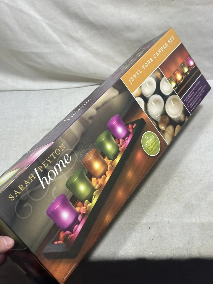 Сара Пейтон дома драгоценности тон свечи комплект w/полированный разноцветный речной рок новый - Изображение 2 из 4