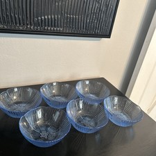 Vintage Libbey Harmony Ice Blue Berry Bowls S...