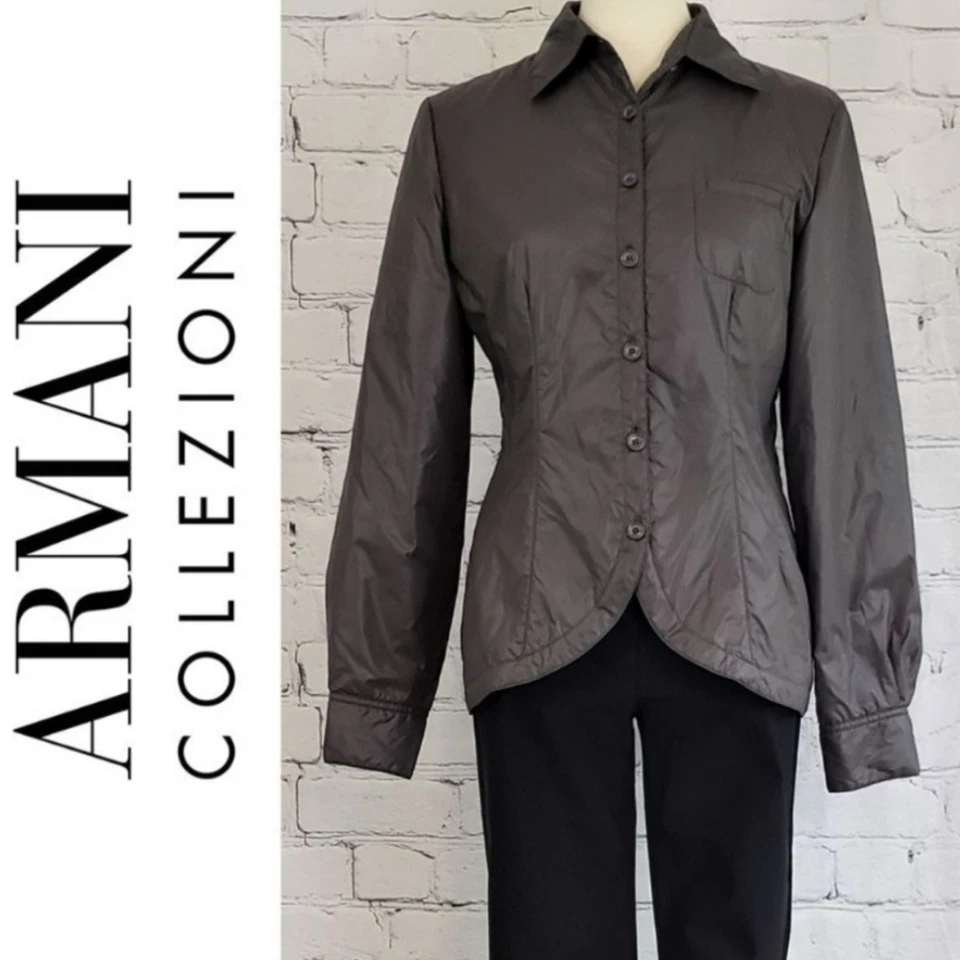 Armani Collezioni $850 轻便灰色 Puffer 夹克/夹克,欧盟 48/12 码 — 第 3/4 张图片