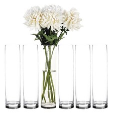 Craft And Party Cylinder Glass Vase, 6 Pack 20" Clear Cylinder Vases, Cylinder