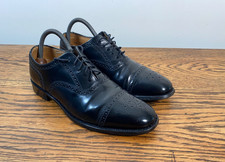LOAKE 201B BLACK LEATHER BROGUE BROGUES SHOES UK 7.5 ORIGINAL SOLES AND HEELS