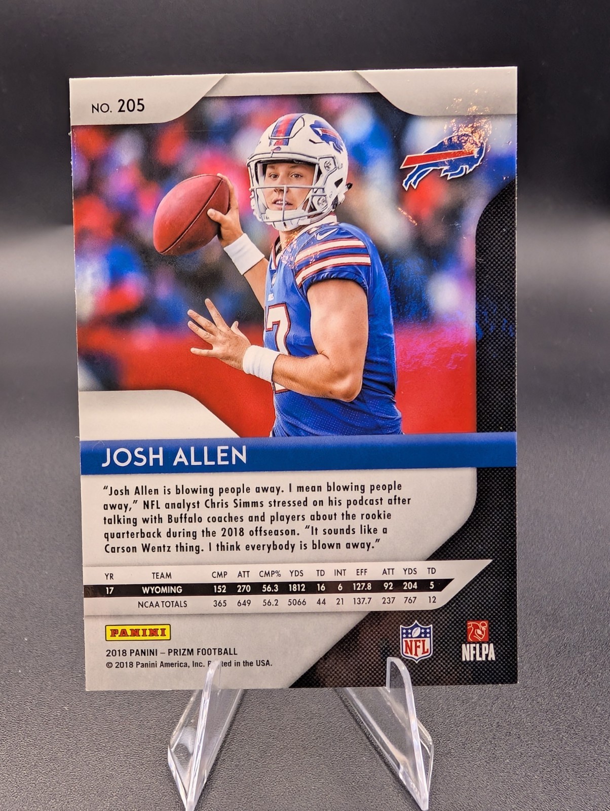 2018 Panini Prizm Rookie Josh Allen #205 (RC) view 2