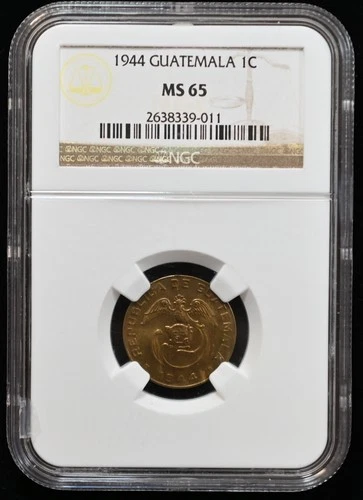 1944 GUATEMALA 1 CENTAVO NGC MS65