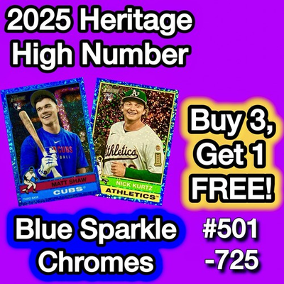 #ad #ad 2025 Topps Heritage High Number BLUE SPARKLE CHROME Complete Your Set U Pick $1.00
