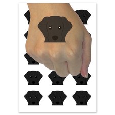 Peeking Black Labrador Retiever Dog Temporary Tattoo Fake Body Art