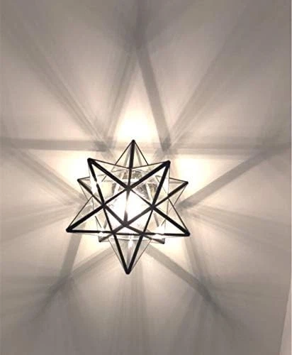 Luminária de teto estrela vidro transparente montagem embutida Morávia 12"" estrela sombra com lâmpada E26 - Imagem 2 de 4