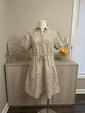 J. Crew Animal Print Dress 8 Cheetah Leopard Puff Sleeve Collared Business NWT