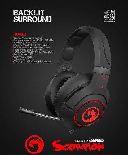 GAMING HEADSET MARVO TECH SCORPION HG9032 CUFFIE DA GIOCO 7.1 CON MICROFONO  LED | eBay