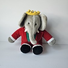 Vintage 1988 Gund Barbar Elephant King Red Velvet Plush Doll Toy